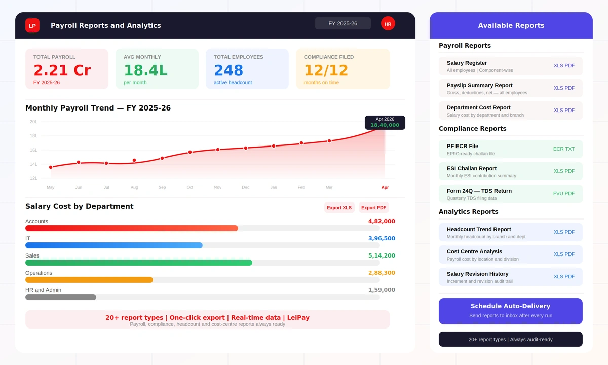 Payroll Reports and Analytics Software — Real-Time Insights in LeiPay